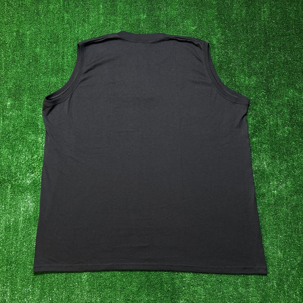 Y2K Soffe Henley Tank Top Adult 2XL Black Trevira Cotton Blend Sleeveless - Picture 2 of 7